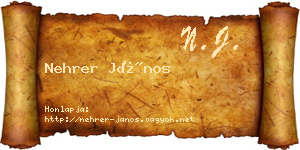 Nehrer János névjegykártya